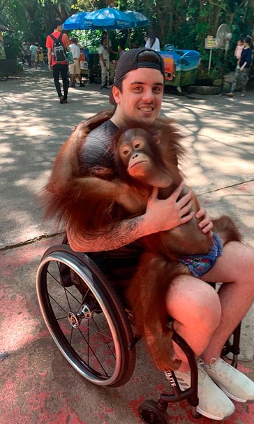 Paralyzed Humboldt crash survivor takes first steps
